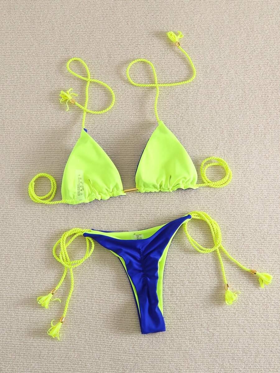 SHEIN DWUCZĘŚCIOWY STRÓJ KĄPIELOWY KONTRAST S09__S