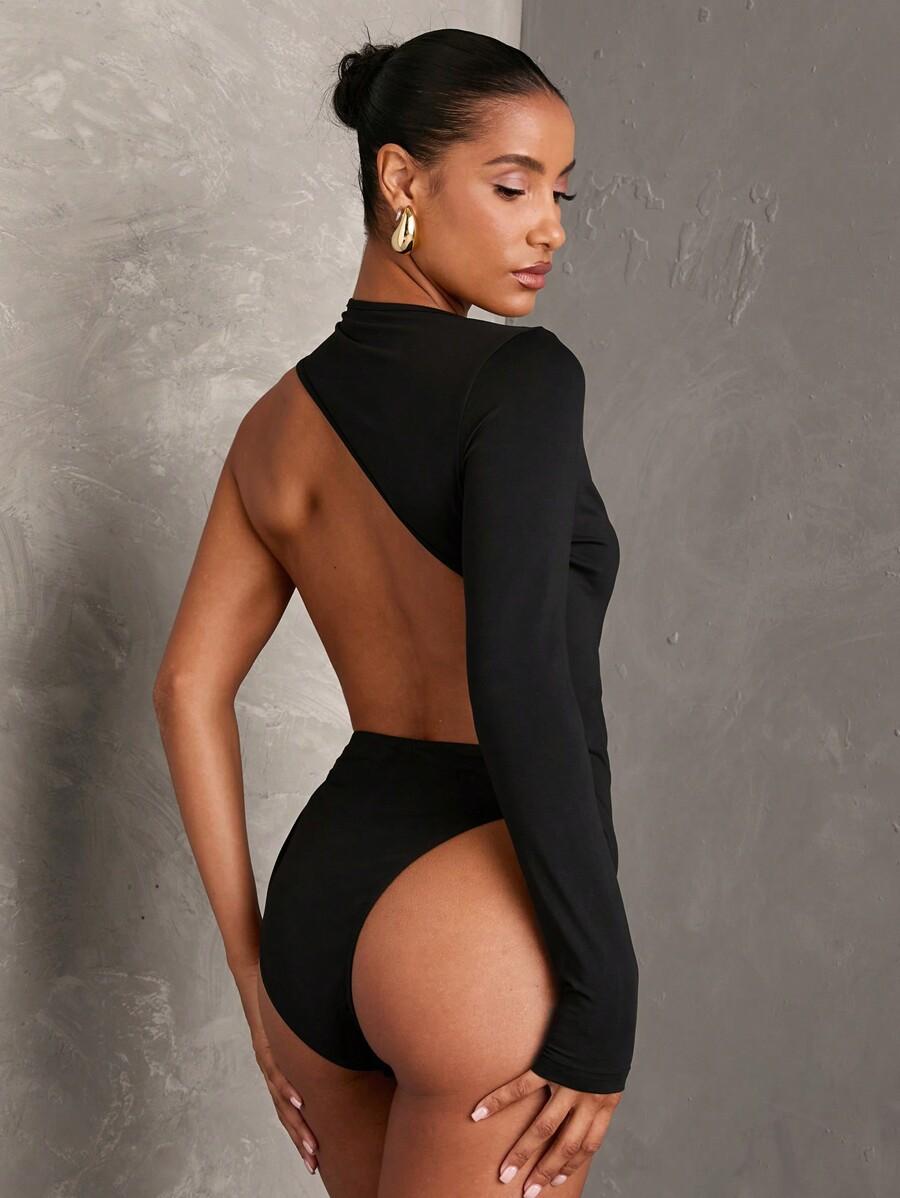 SHEIN CZARNE BODY WYCIĘCIA S06__M