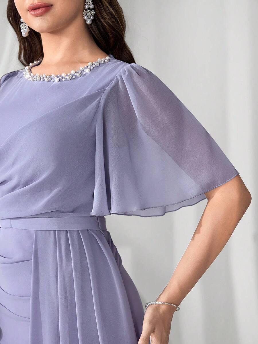 SHEIN FIOLETOWA MAXI SUKIENKA ZDOBIENIE S06__M
