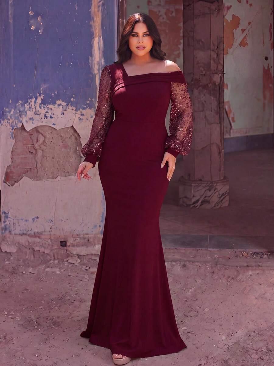 SHEIN BORDOWA SUKIENKA MAXI ZDOBIENIE S09__46