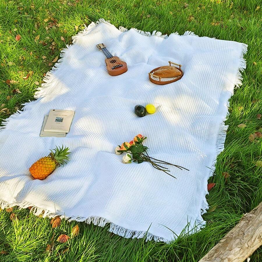 SHEIN BIAŁY KOC PIKNIKOWY S07__90X90CM