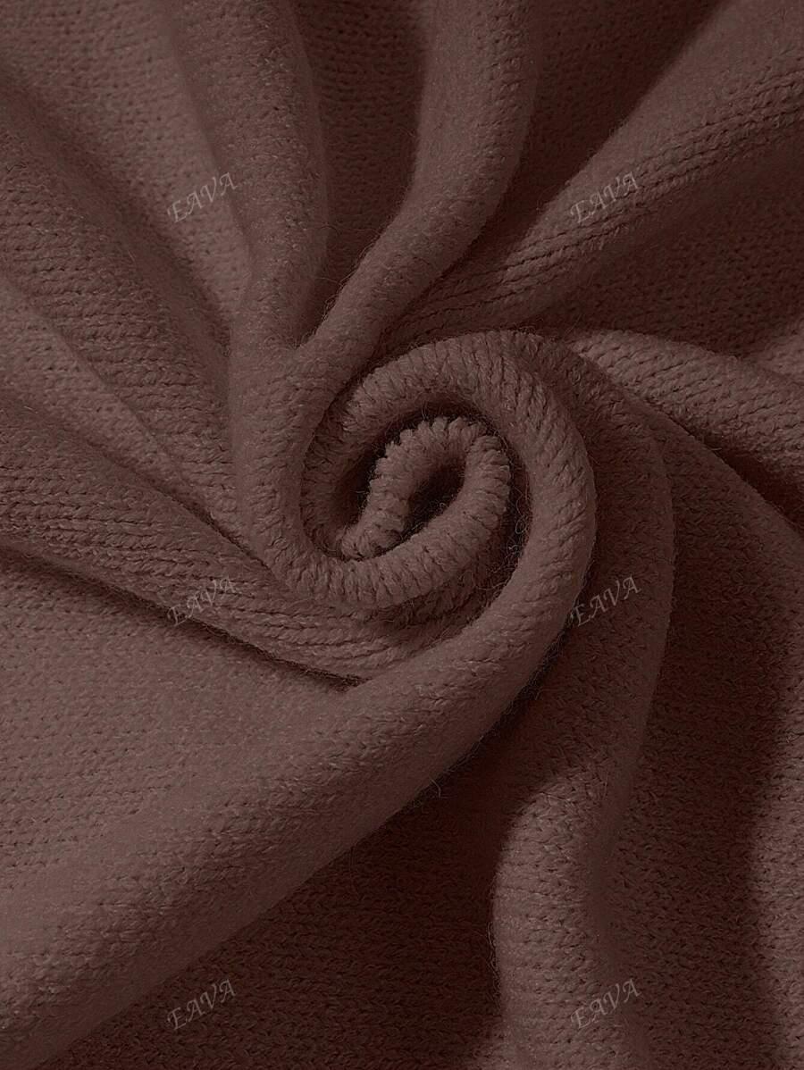 SHEIN BRĄZOWY SWETER KRÓTKI RĘKAW S06__L