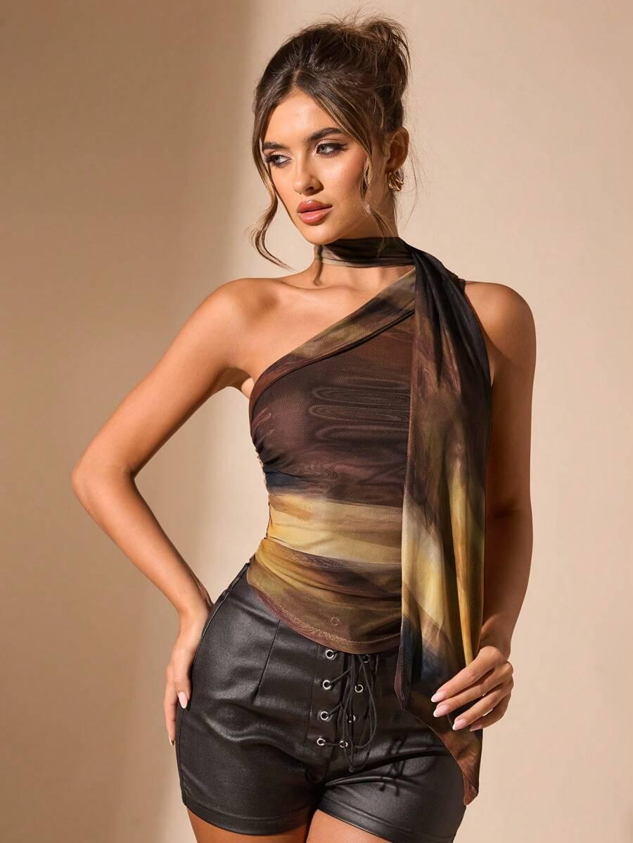 SHEIN ASYMETRYCZNY TOP TIE-DYE S06__L