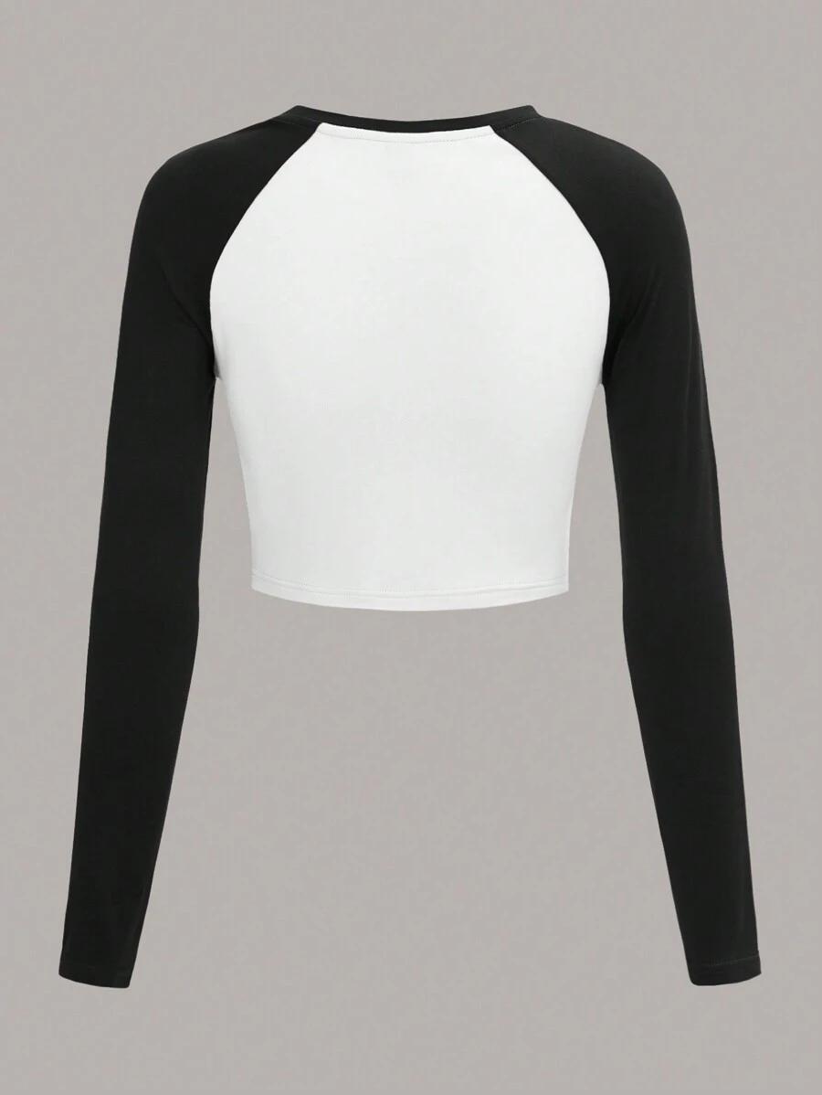 SHEIN TOP DŁUGI RĘKAW KONTRAST S06__M