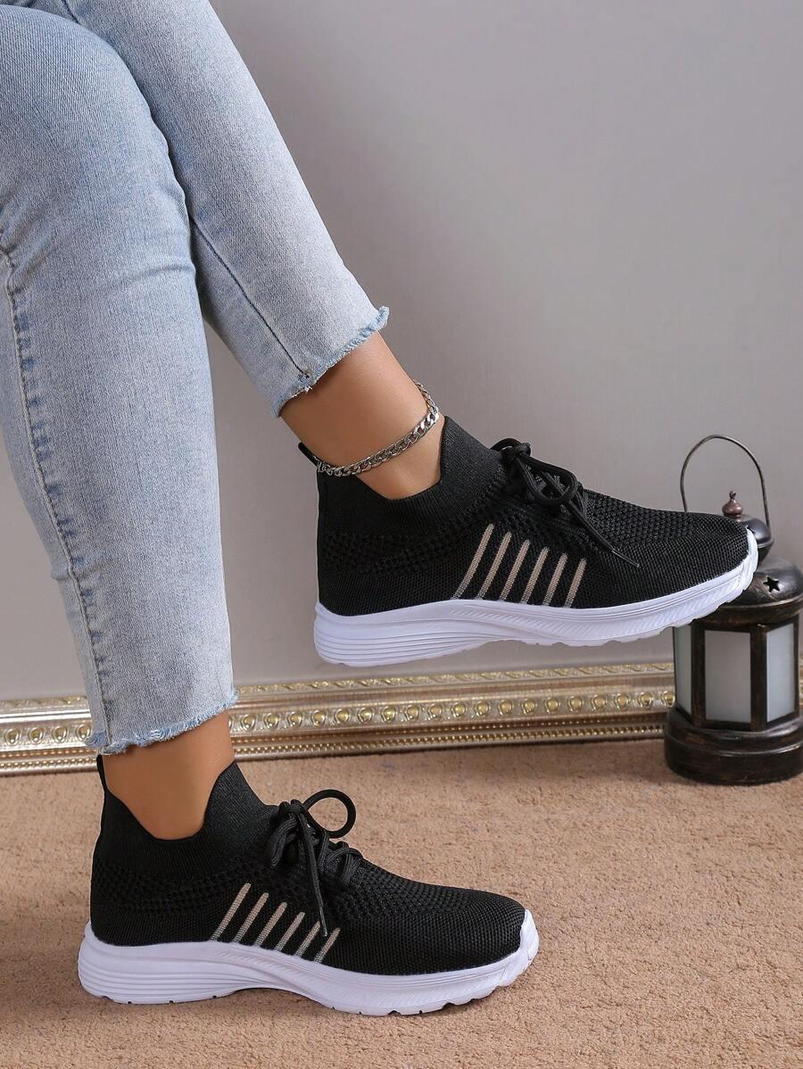 SHEIN CZARNE SZNUROWANE BUTY SPORTOWE S06__38