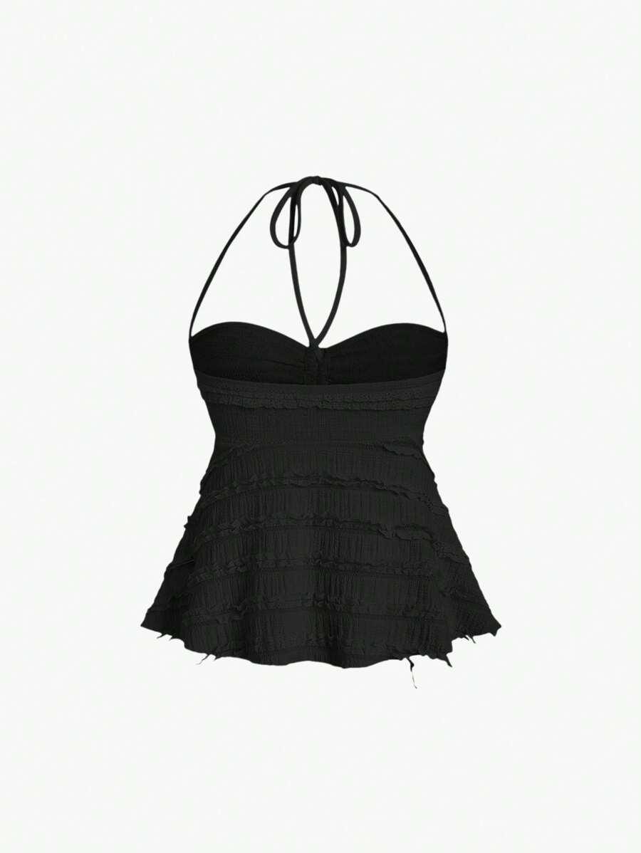 SWEETRA CZARNY TOP WIĄZANIE S09__M