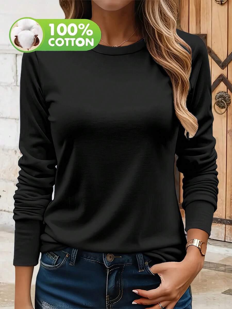 SHEIN CZARNA BLUZKA DŁUGI RĘKAW S06__M