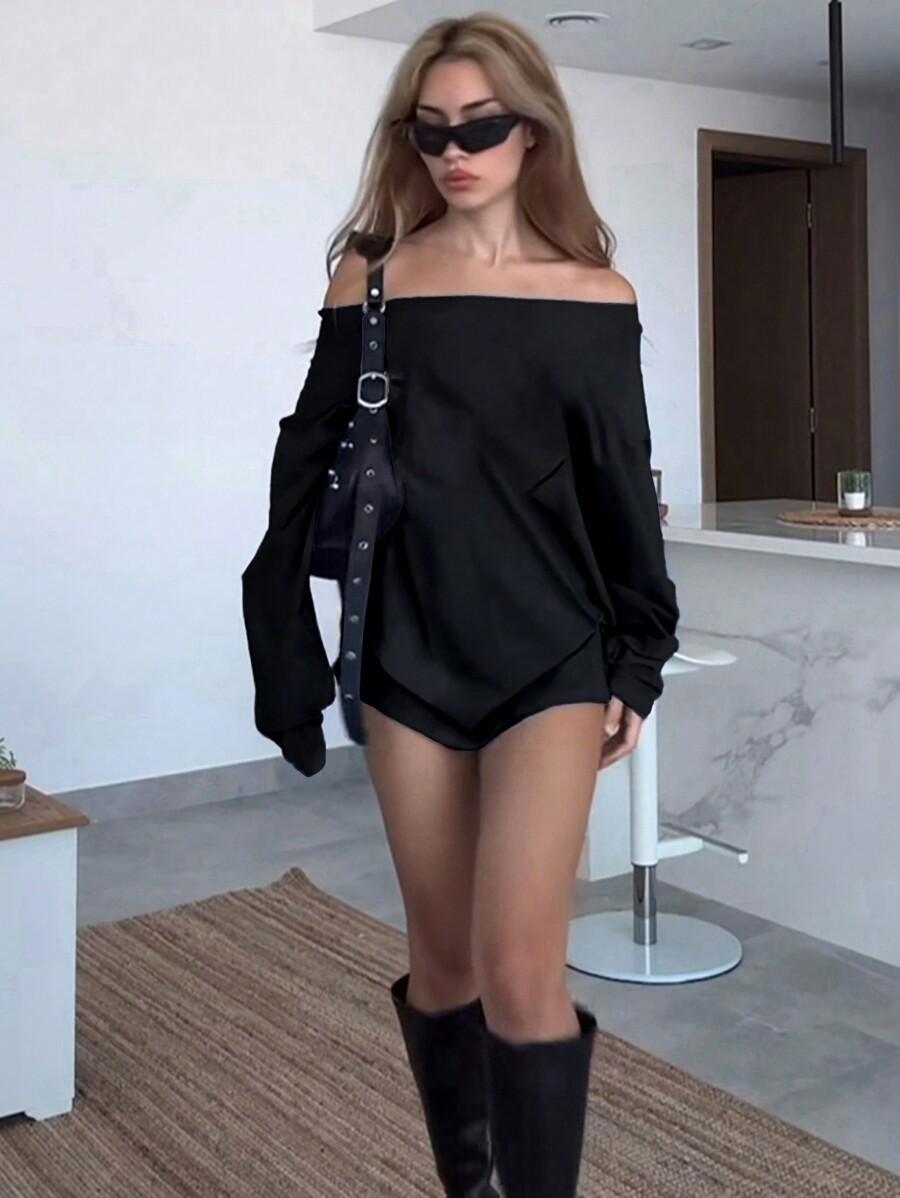SHEIN CZARNA LUŹNA BLUZKA S06__M
