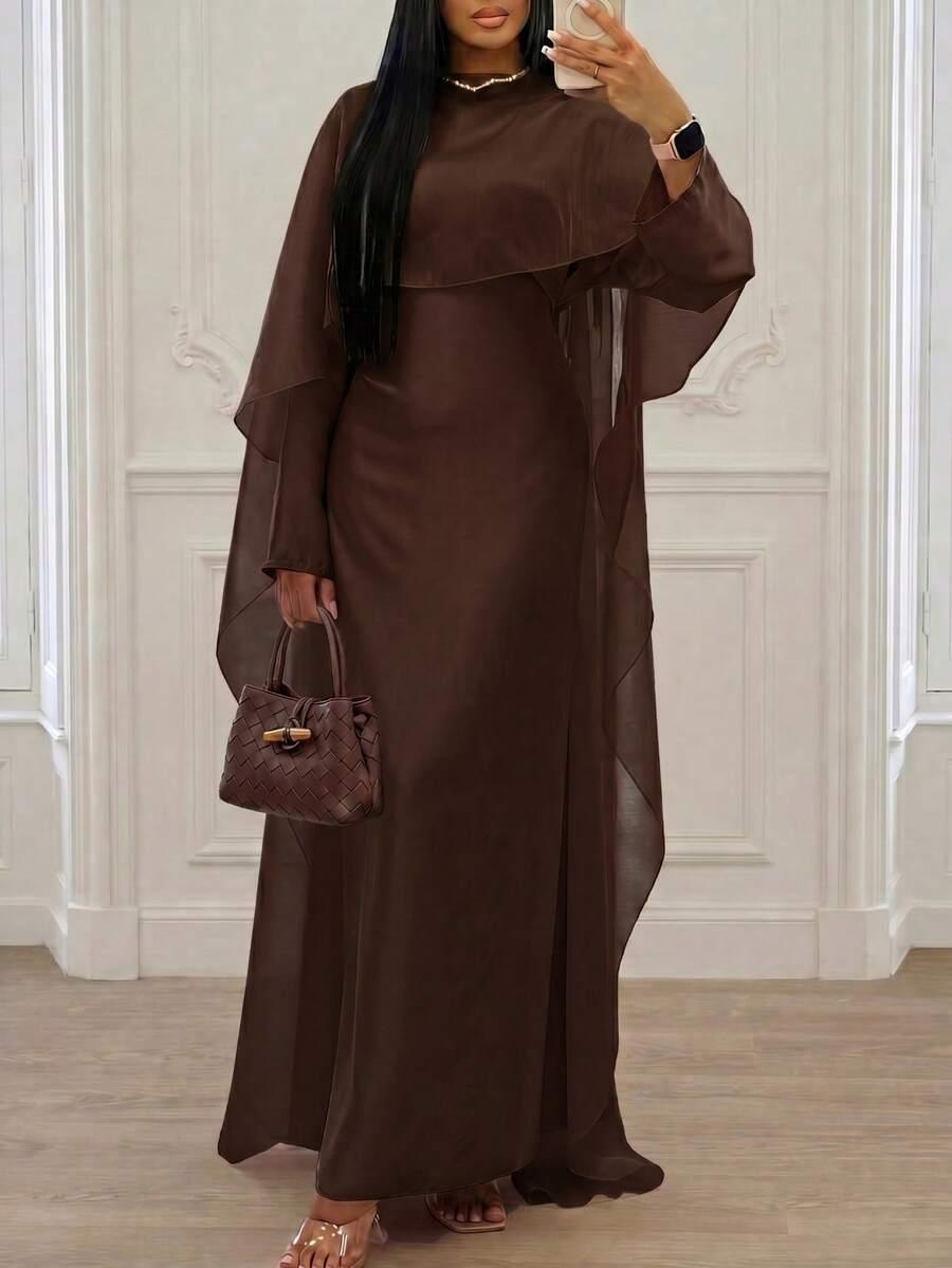 SHEIN BRĄZOWA SUKIENKA MAXI S06__M