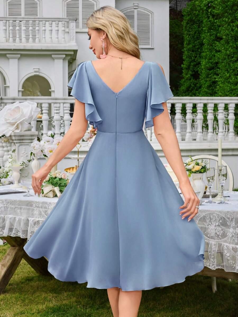 SHEIN NIEBIESKA SZYFONOWA SUKIENKA S06__M