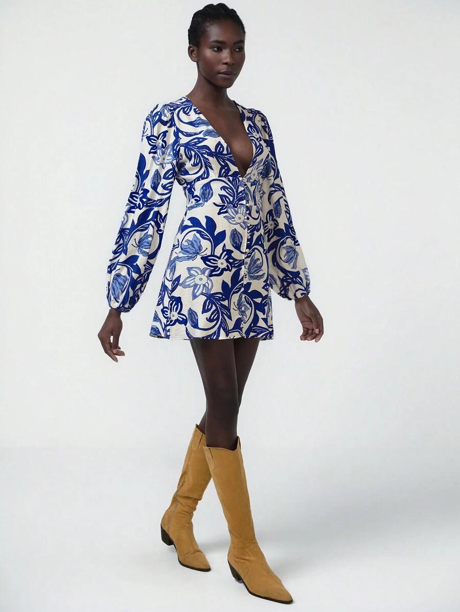 SHEIN MINI SUKIENKA Z DŁUGIM RĘKAWEM S06__L