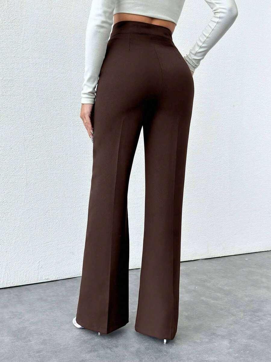 SHEIN BRĄZOWE SPODNIE PROSTE NOGAWKI S06__M