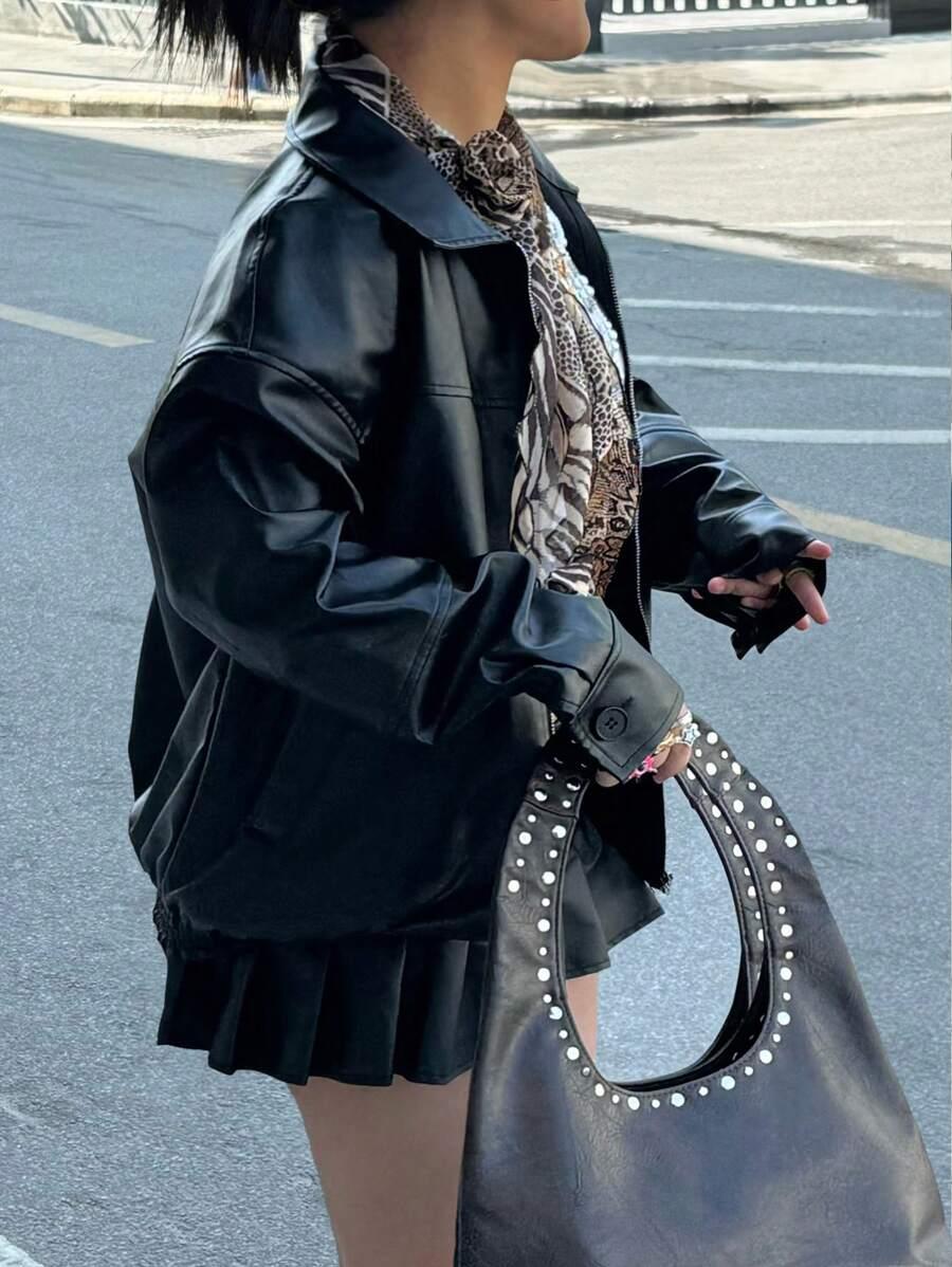 SHEIN CZARNA KURTKA IMITACJA SKÓRY S06__52