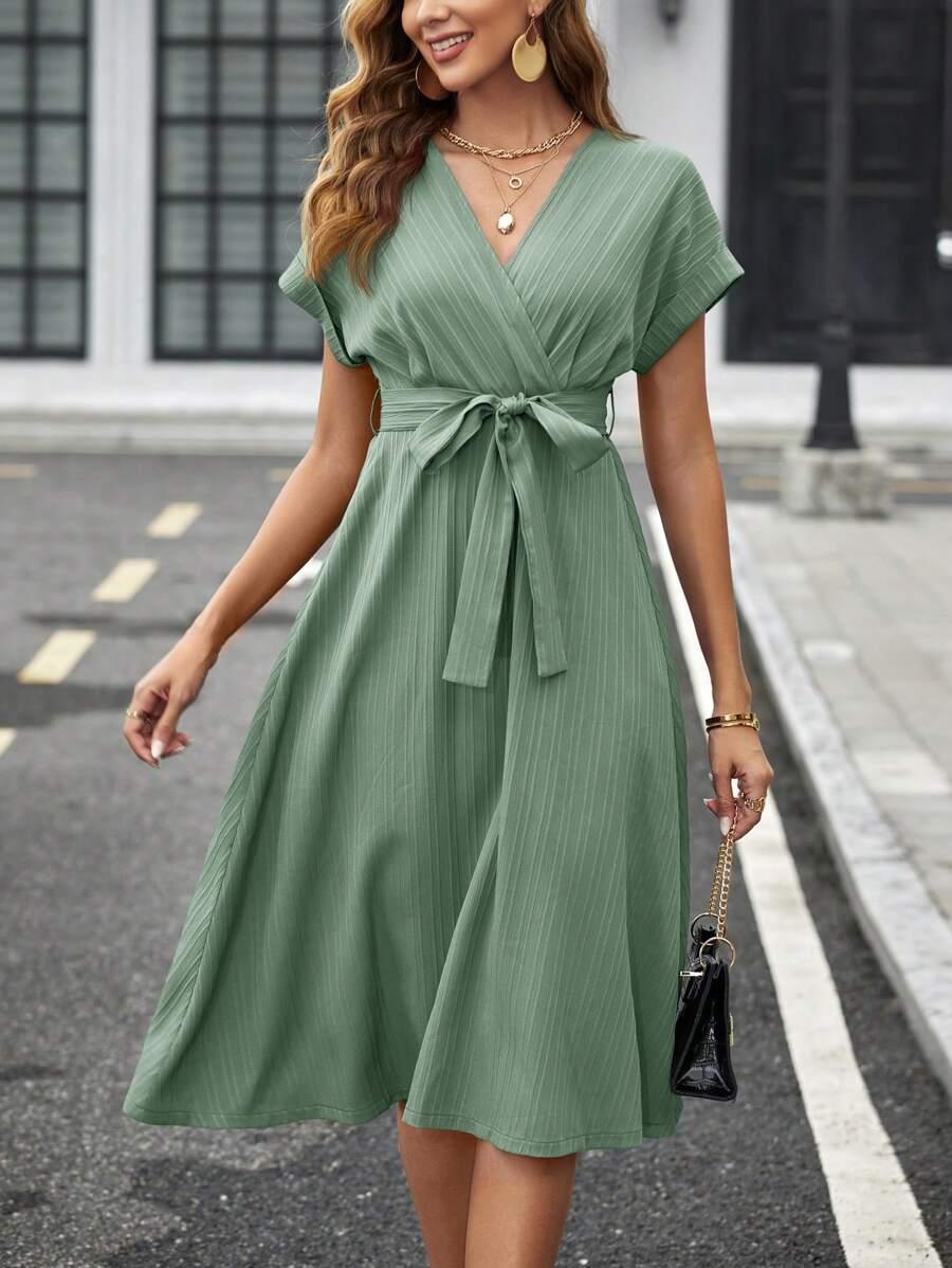 SHEIN ZIELONA MIDI SUKIENKA S06__L