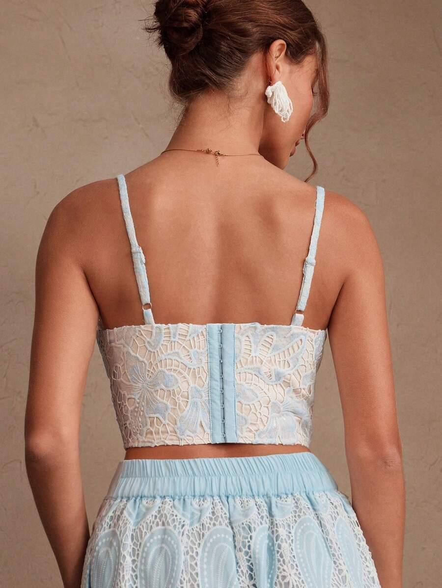 SHEIN TOP NA RAMIĄCZKACH ZDOBIENIE CEKINY KORONKA S06__XS
