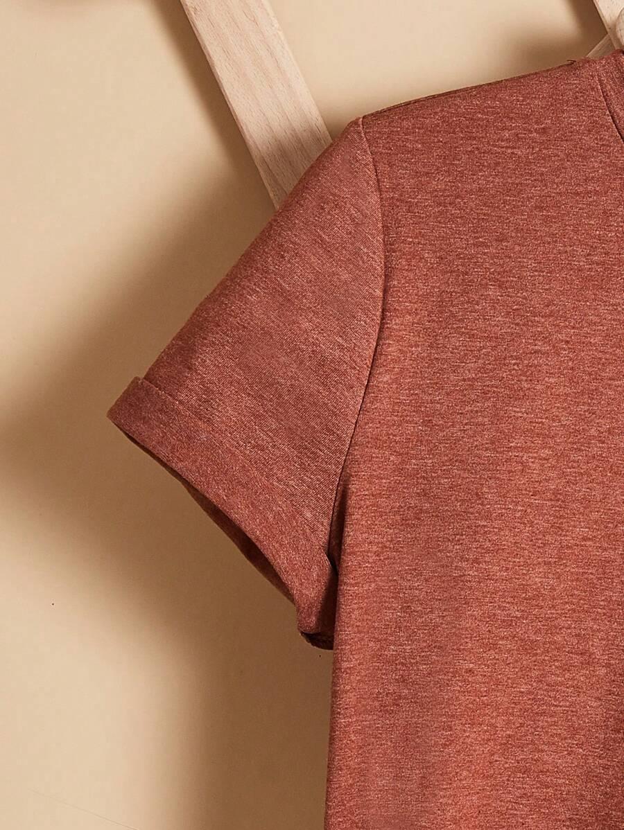 SHEIN POMARAŃCZOWY T-SHIRT NADRUK S06__46