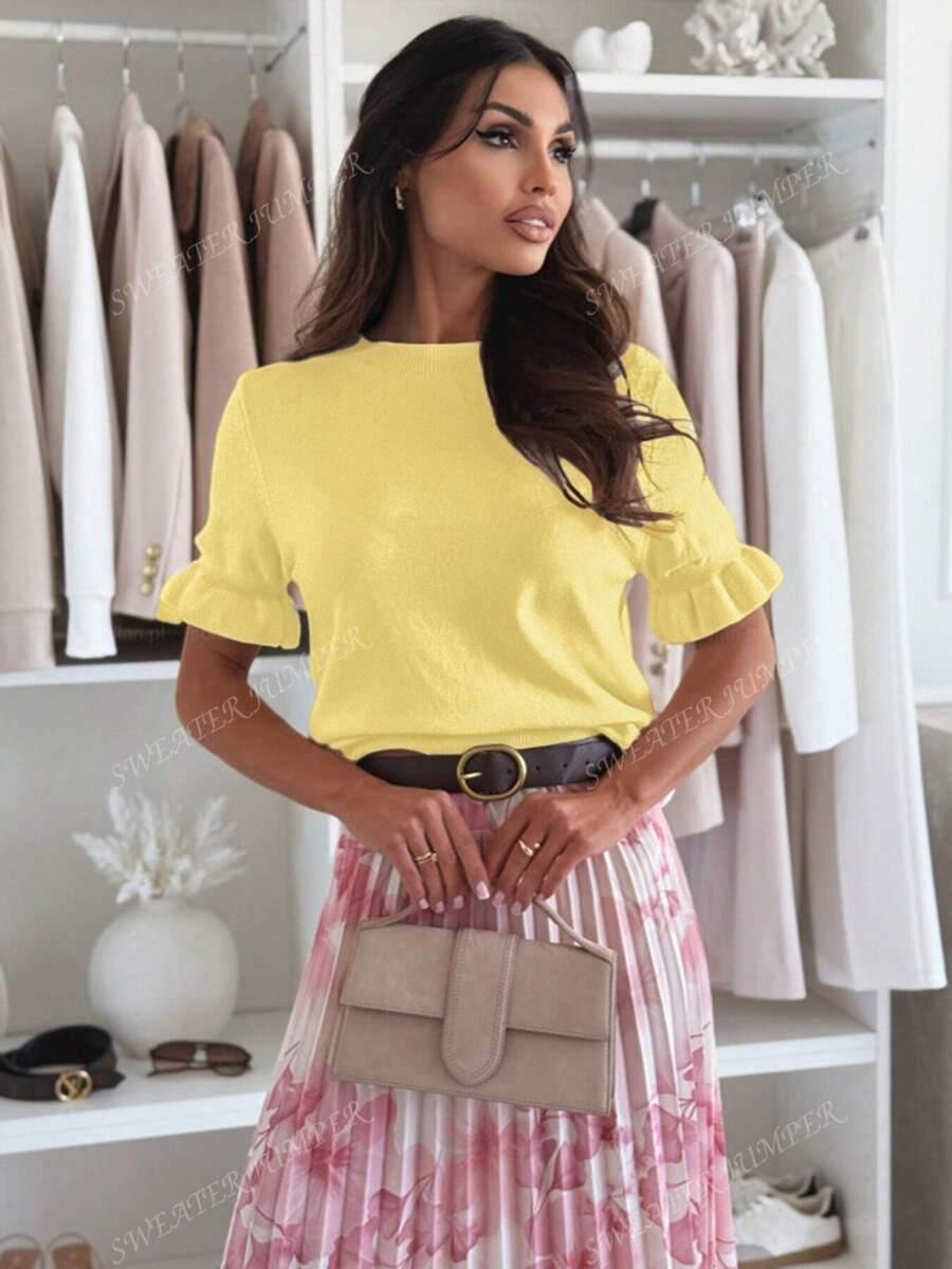 SHEIN ŻÓŁTA DZIANINOWA BLUZKA S06__L