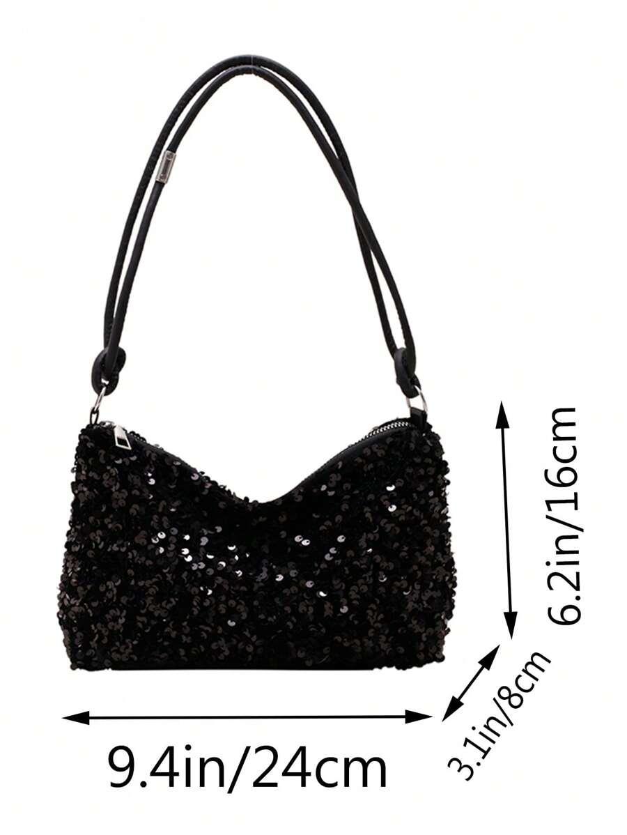 SHEIN CZARNA TOREBKA CEKINY S07__16X24CM