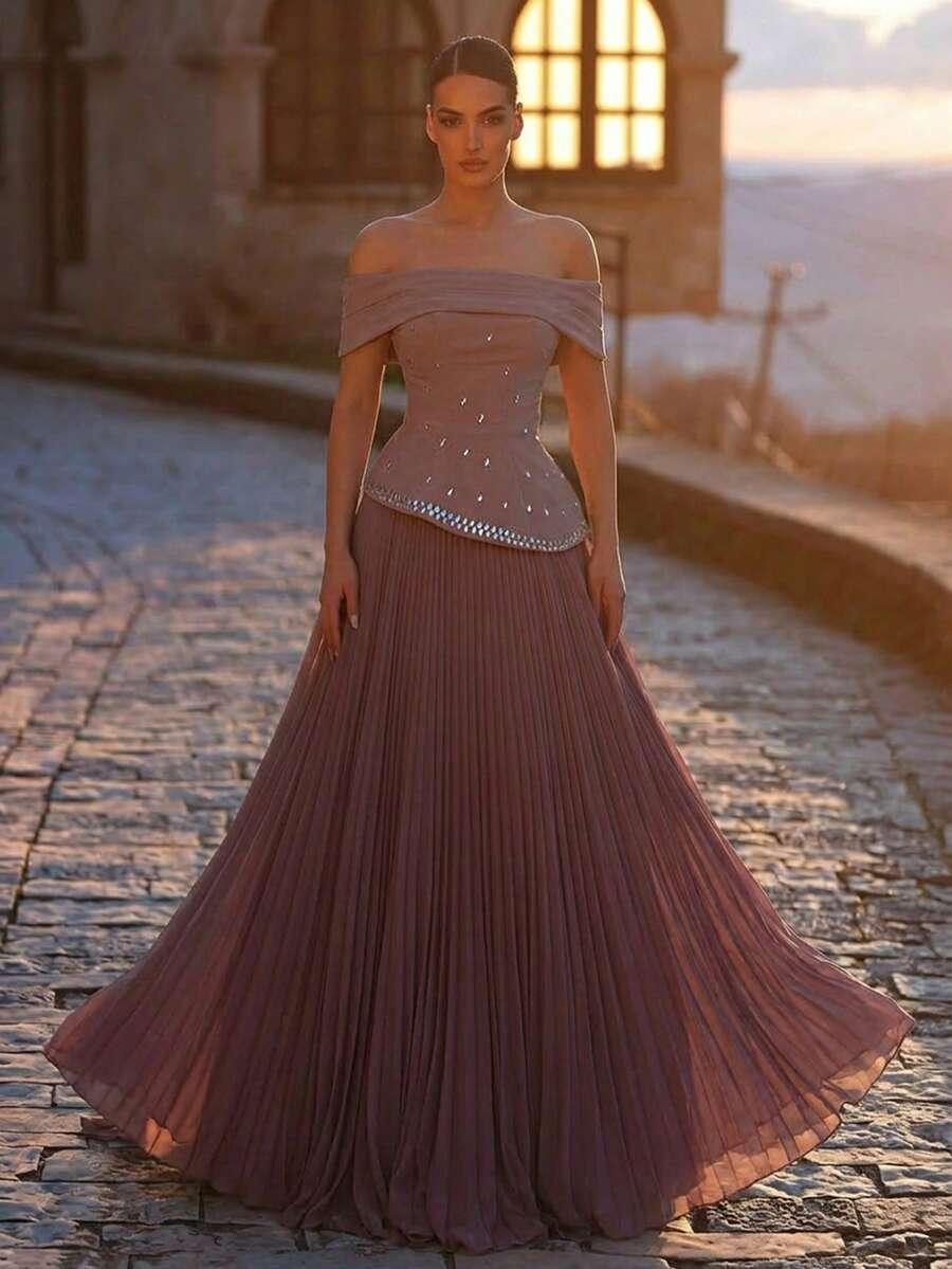 AUREIA FIOLETOWA MAXI SUKIENKA ZDOBIENIE S09__L