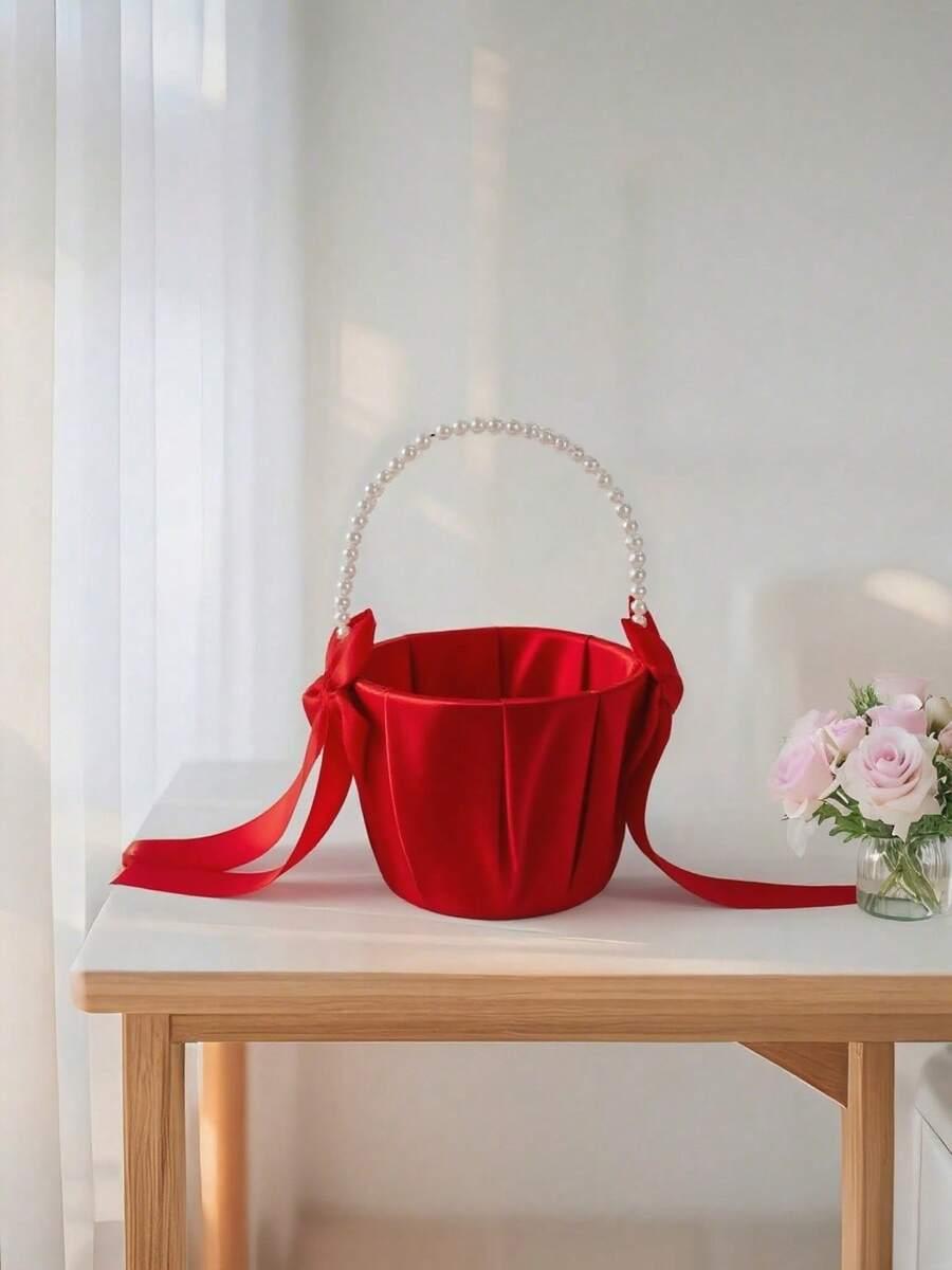 SHEIN CZERWONY KOSZYK ZDOBIENIE S07__22X12CM