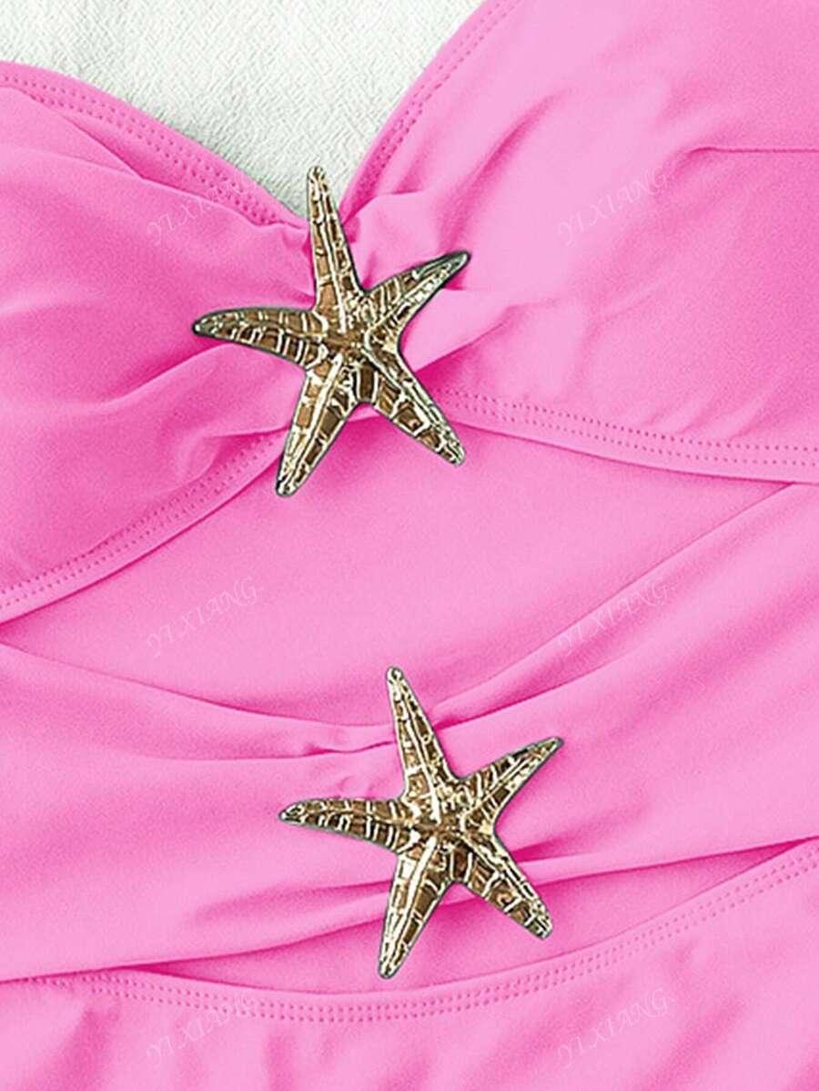 SHEIN RÓŻOWY STRÓJ KĄPIELOWY ZDOBIENIE S09__XXL