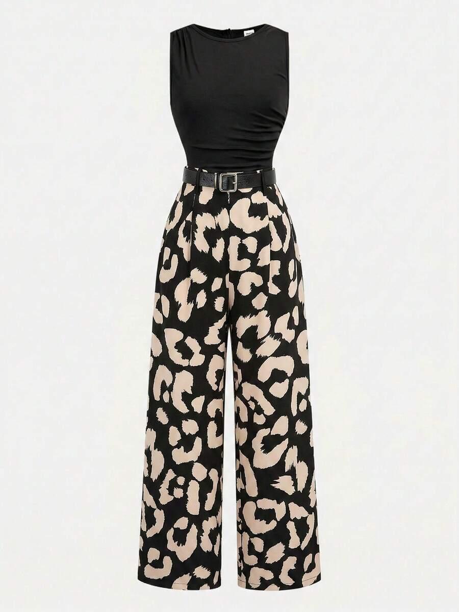 SHEIN KOMBINEZON ZWIERZĘCY PRINT PASEK S06__134-140