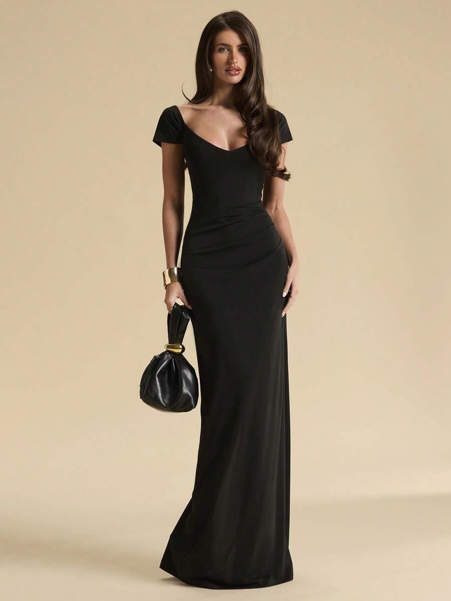 SHEIN CZARNA MAXI SUKIENKA S06__S