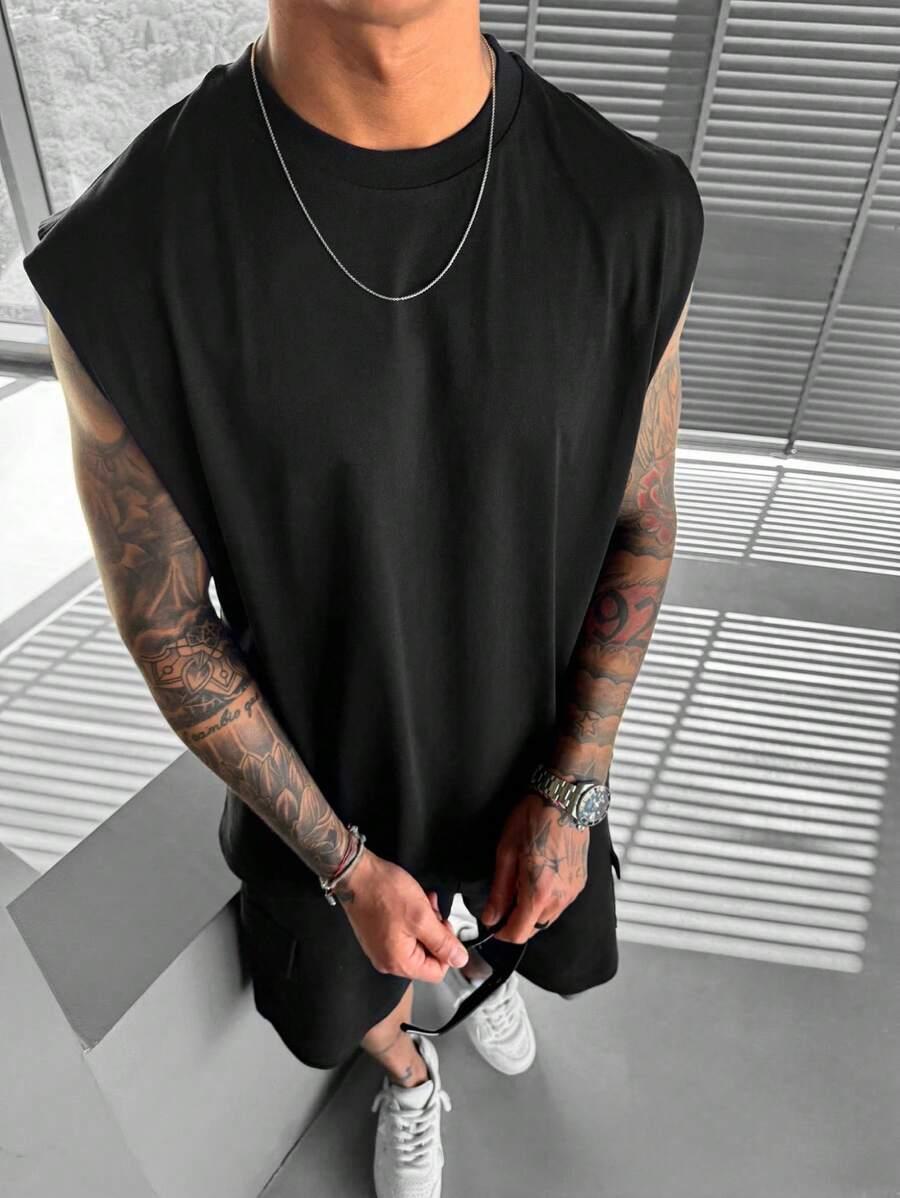 SHEIN CZARNA KOSZULKA BEZ RĘKAWÓW S06__L