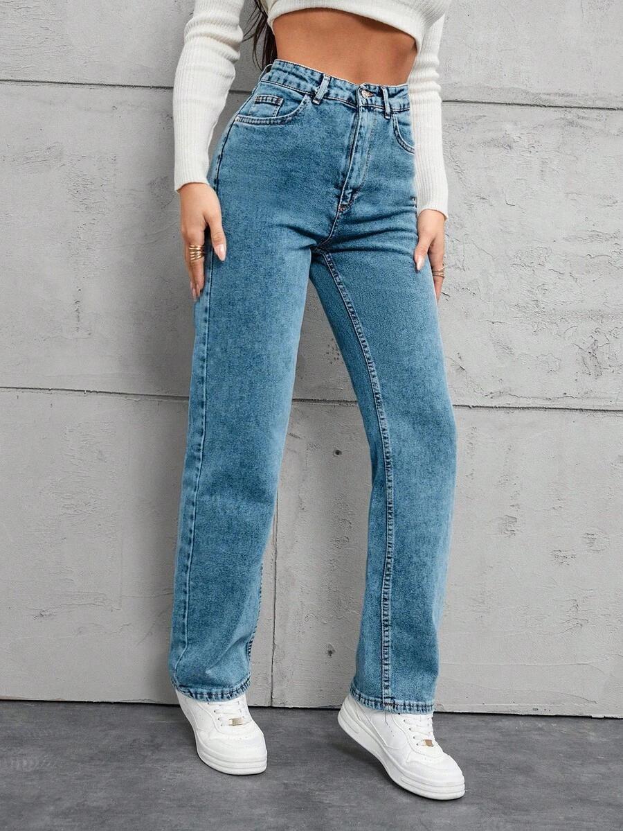 SHEIN NIEBIESKIE JEANSY WYSOKI STAN S06__S