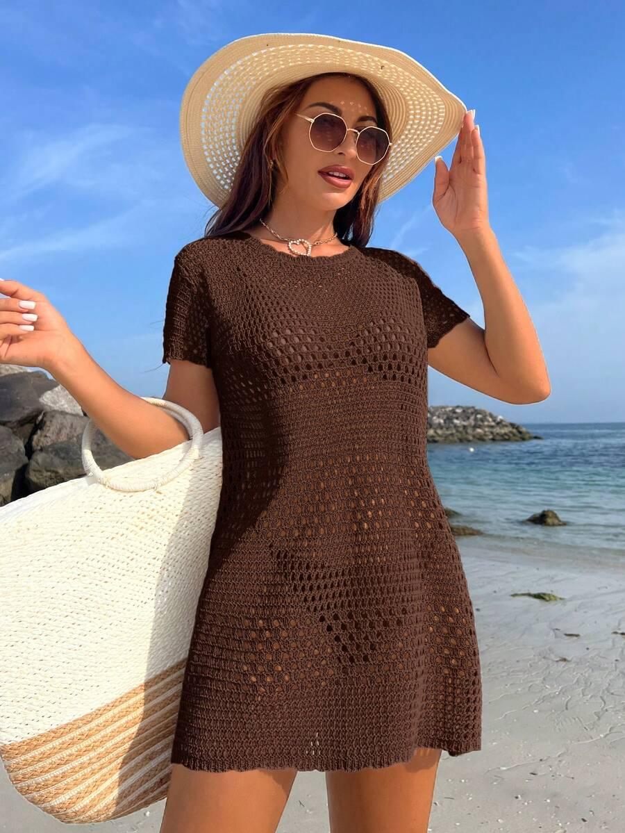 SHEIN BRĄZOWA DZIANINOWA SUKIENKA S06__S