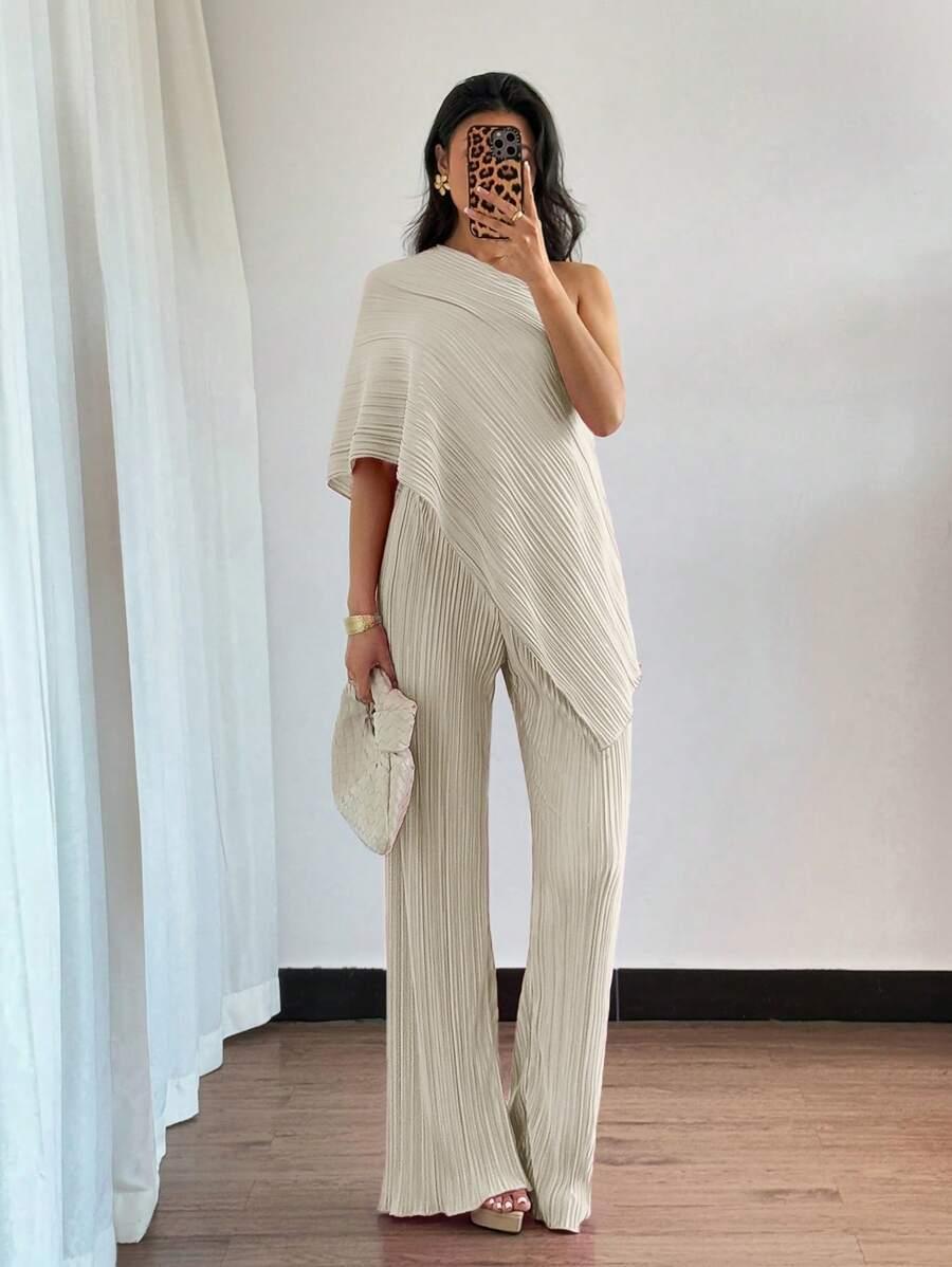 SHEIN PLISOWANY KOMPLET BLUZKA SPODNIE S06__M