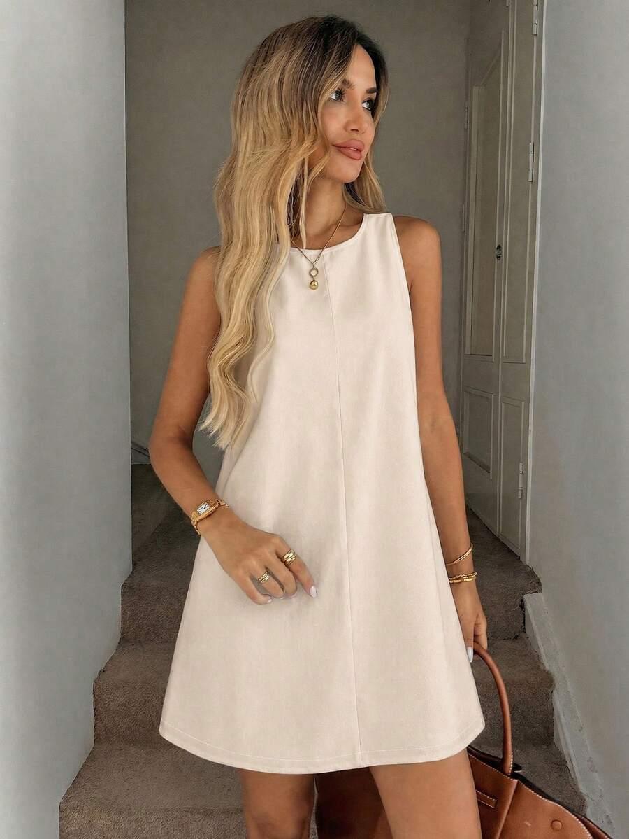 SHEIN BEŻOWA MINI SUKIENKA PK01__L