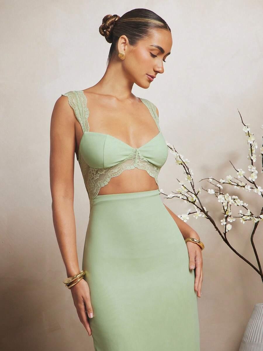 L'AMORAE ZIELONA MAXI SUKIENKA S06__XS