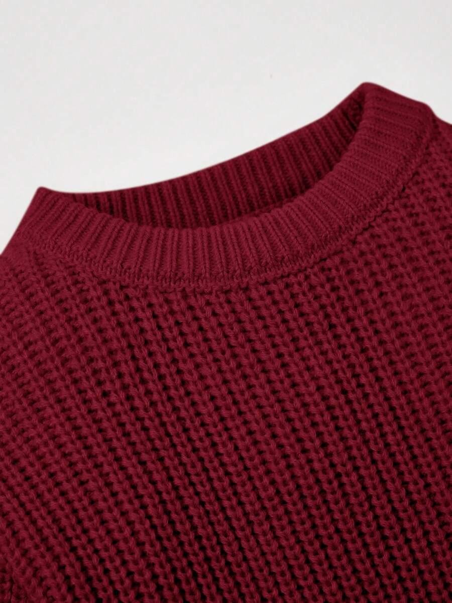 COZY PIXIES BORDOWY SWETER OKRĄGŁY DEKOLT PK01__56-62