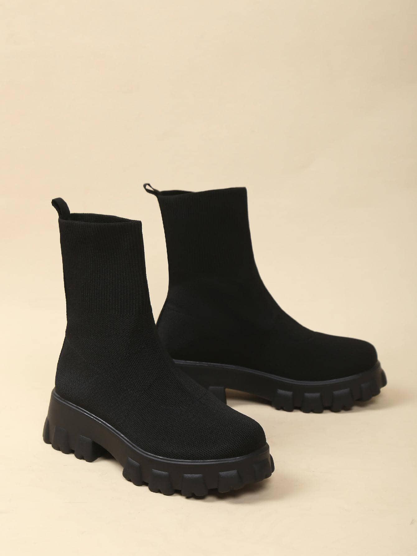 SHEIN WSUWANE CZARNE BOTKI W01__40,5