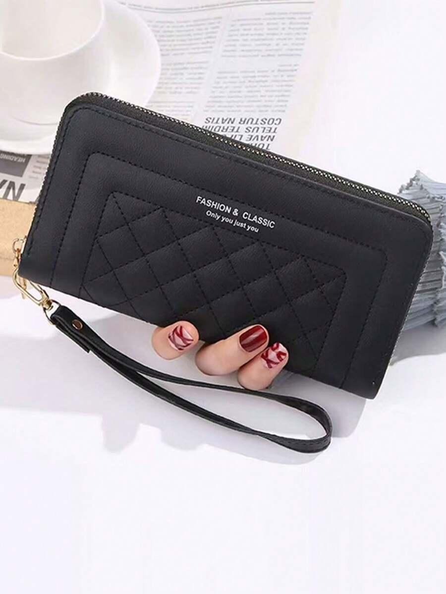 SHEIN CZARNY PIKOWANY PORTFEL ZAMEK S07__11X19CM