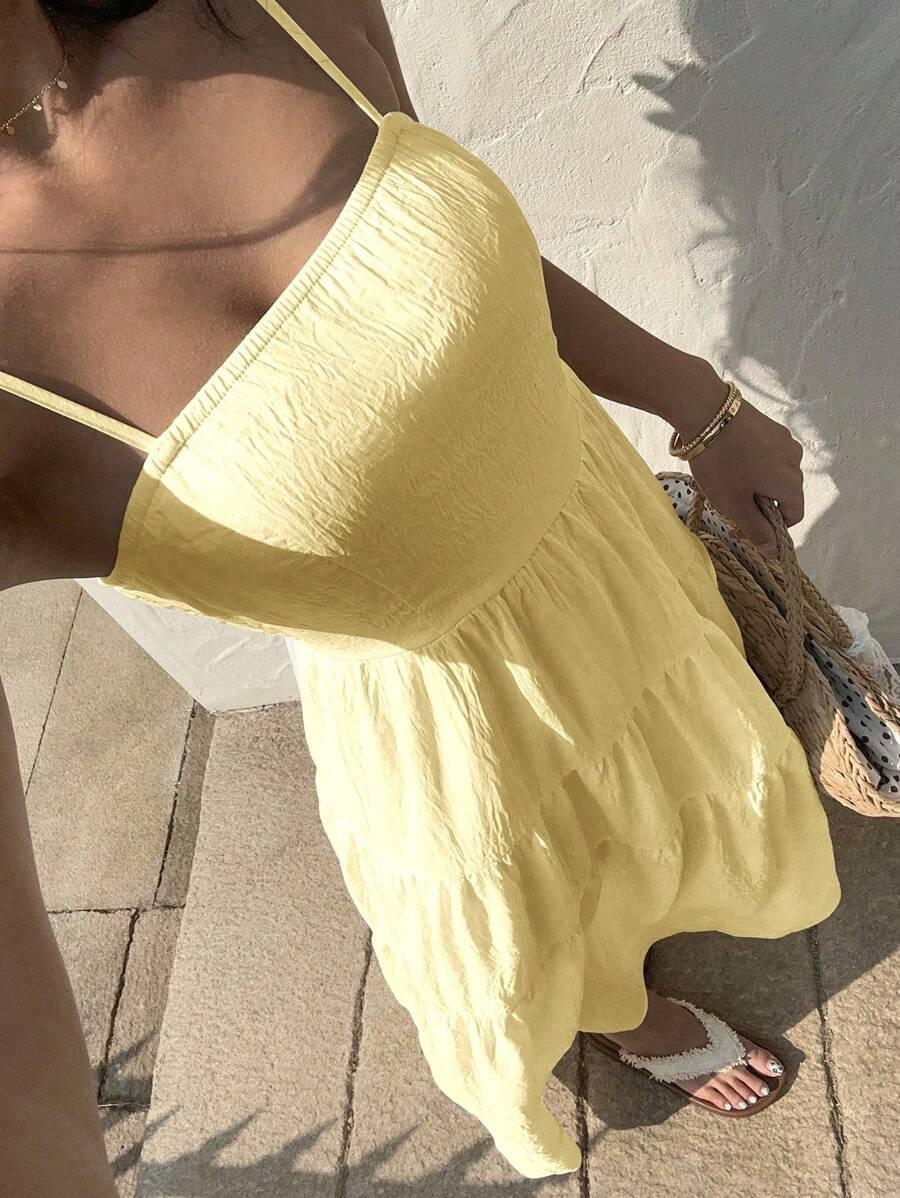 SUNNYSHIC ZÓŁTA MAXI SUKIENKA S06__XS