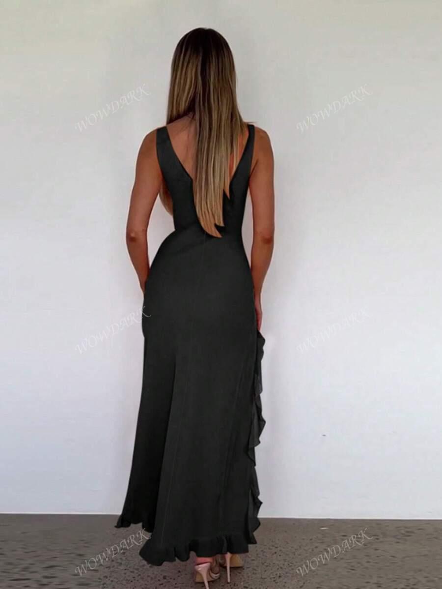 SHEIN CZARNA MIDI SUKIENKA S06__S