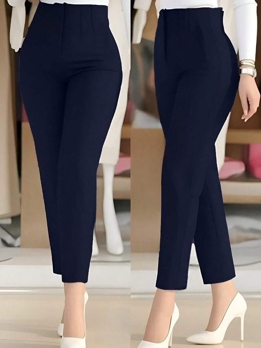 SHEIN GRANATOWE SPODNIE CYGARETKI PK01__XL