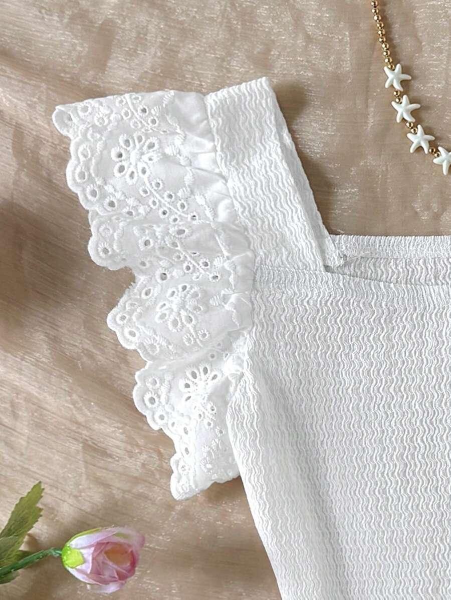 SHEIN BIAŁA BLUZKA FALBANA S06__140-146