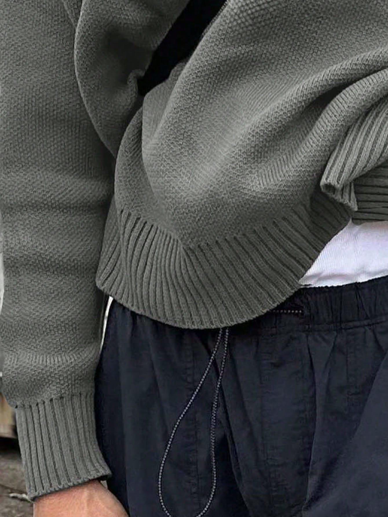 SHEIN SZARY SWETER Z OKRĄGŁYM DEKOLTEM PK01__L