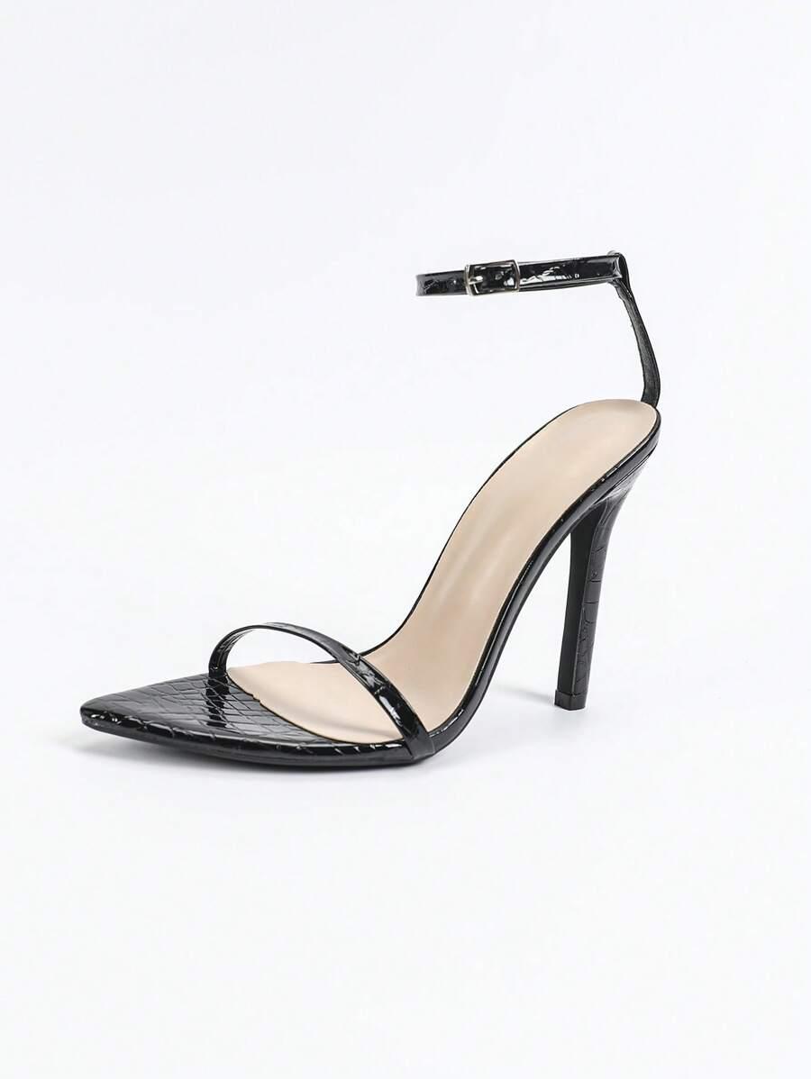 SHEIN CZARNE SANDAŁY NA OBCASIE SZPIC S06__38