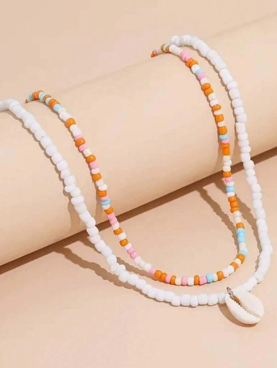 SHEIN NASZYJNIK KORALIKI 2-PACK S07__50CM