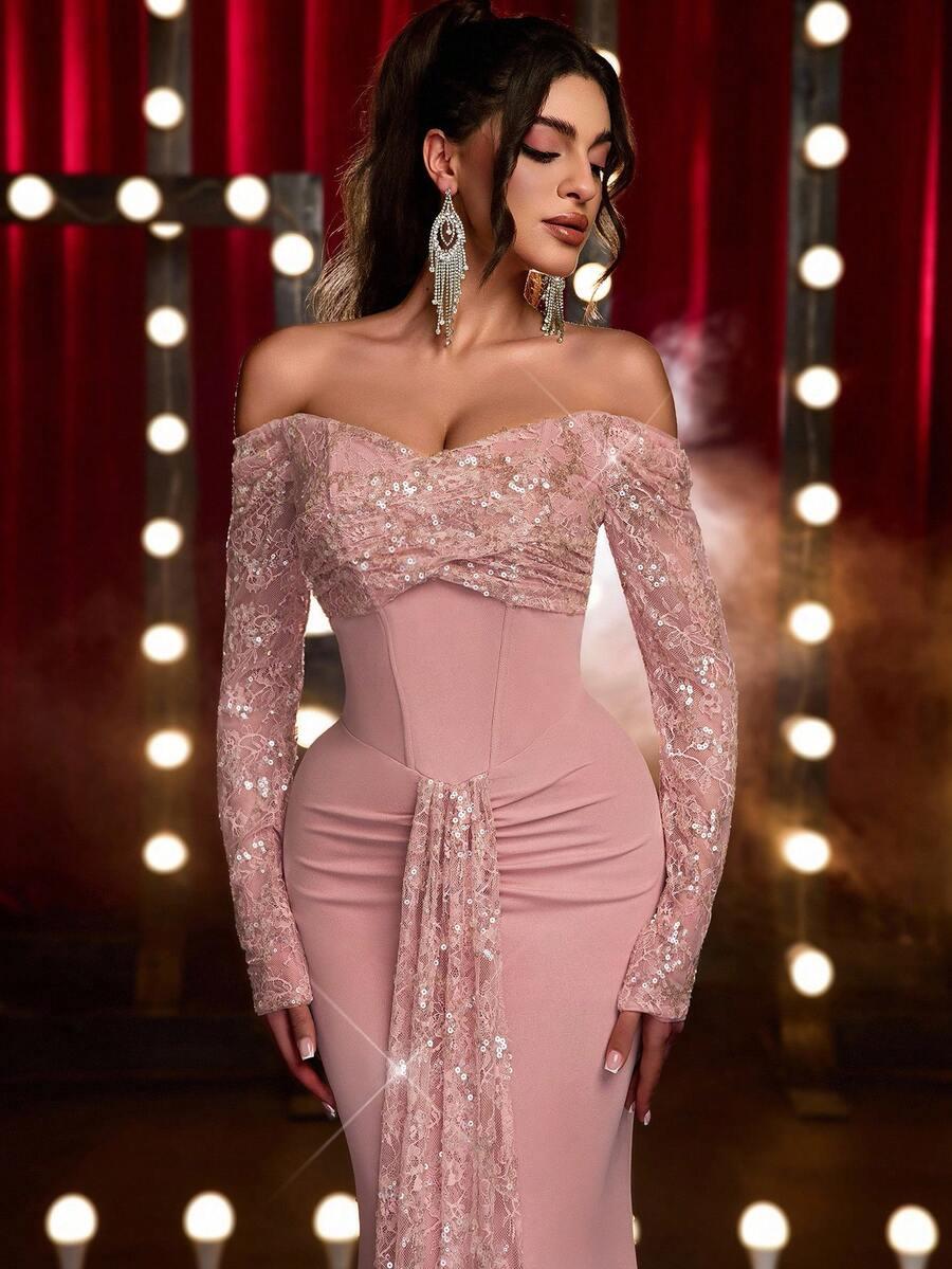SHEIN RÓŻOWA MAXI SUKIENKA S06__S