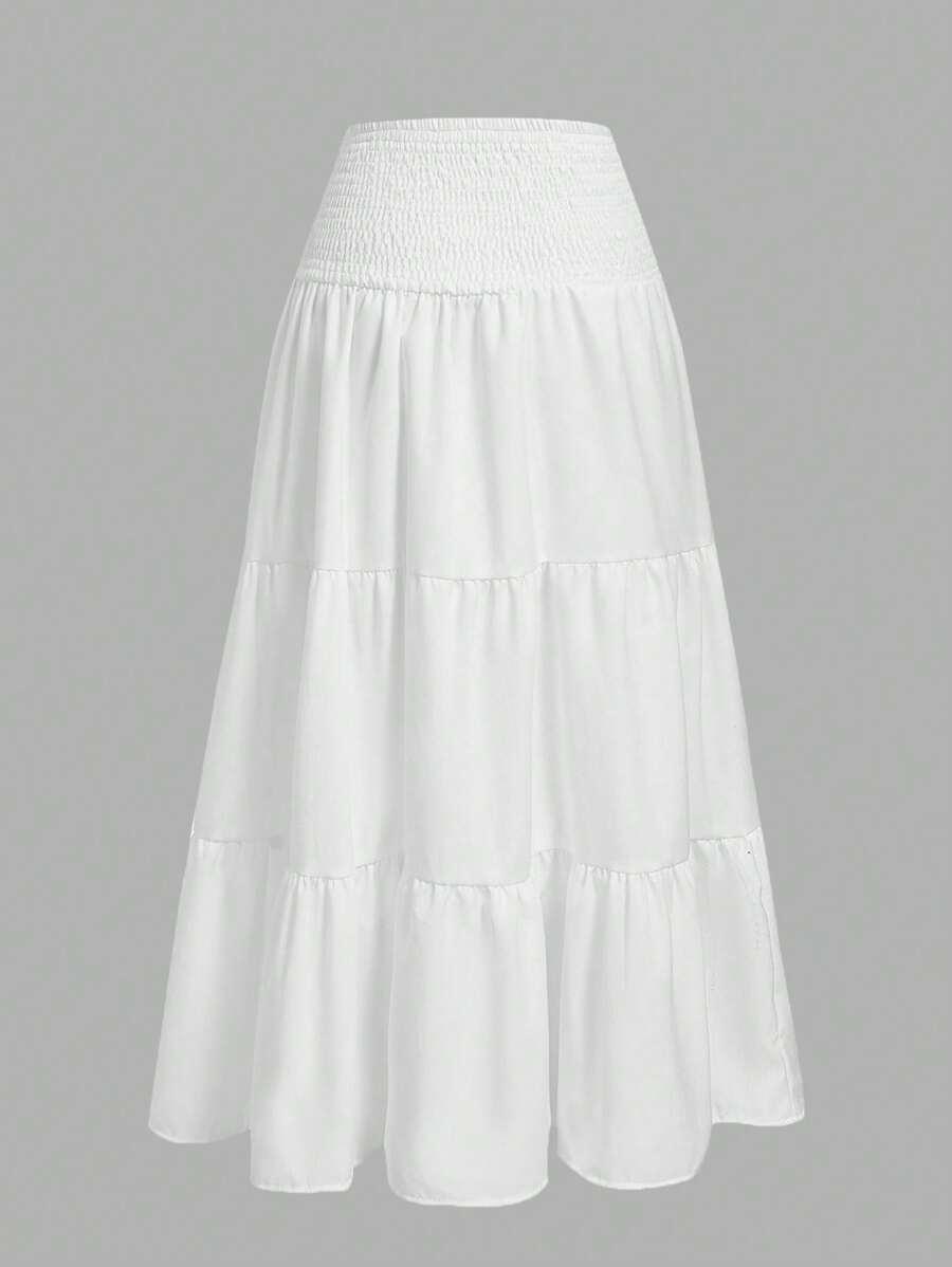 SHEIN BIAŁA TRAPEZOWA MAXI SPÓDNICA S06__M