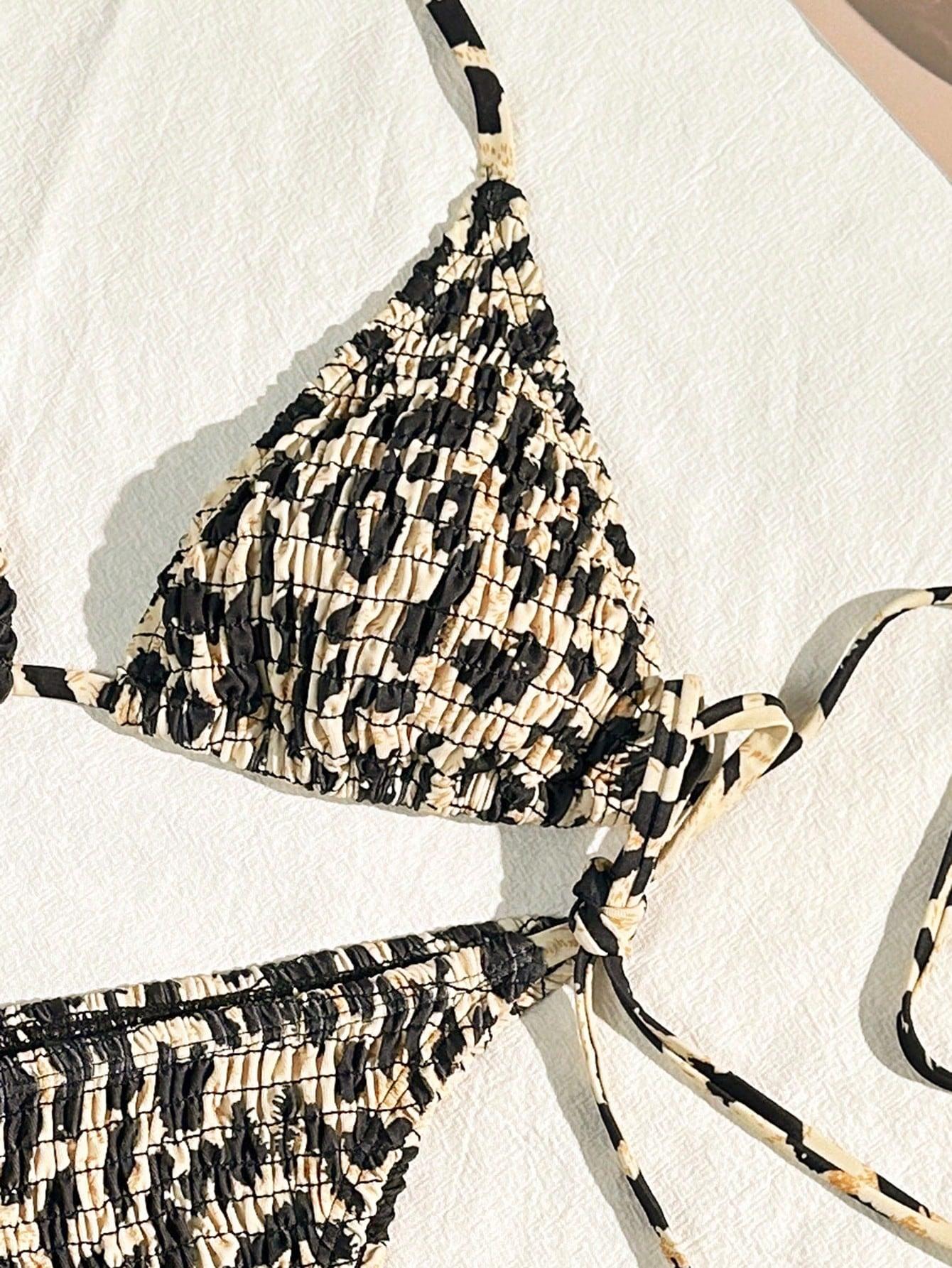SHEIN DWUCZĘŚCIOWY STRÓJ KĄPIELOWY ANIMAL PRINT S09__L