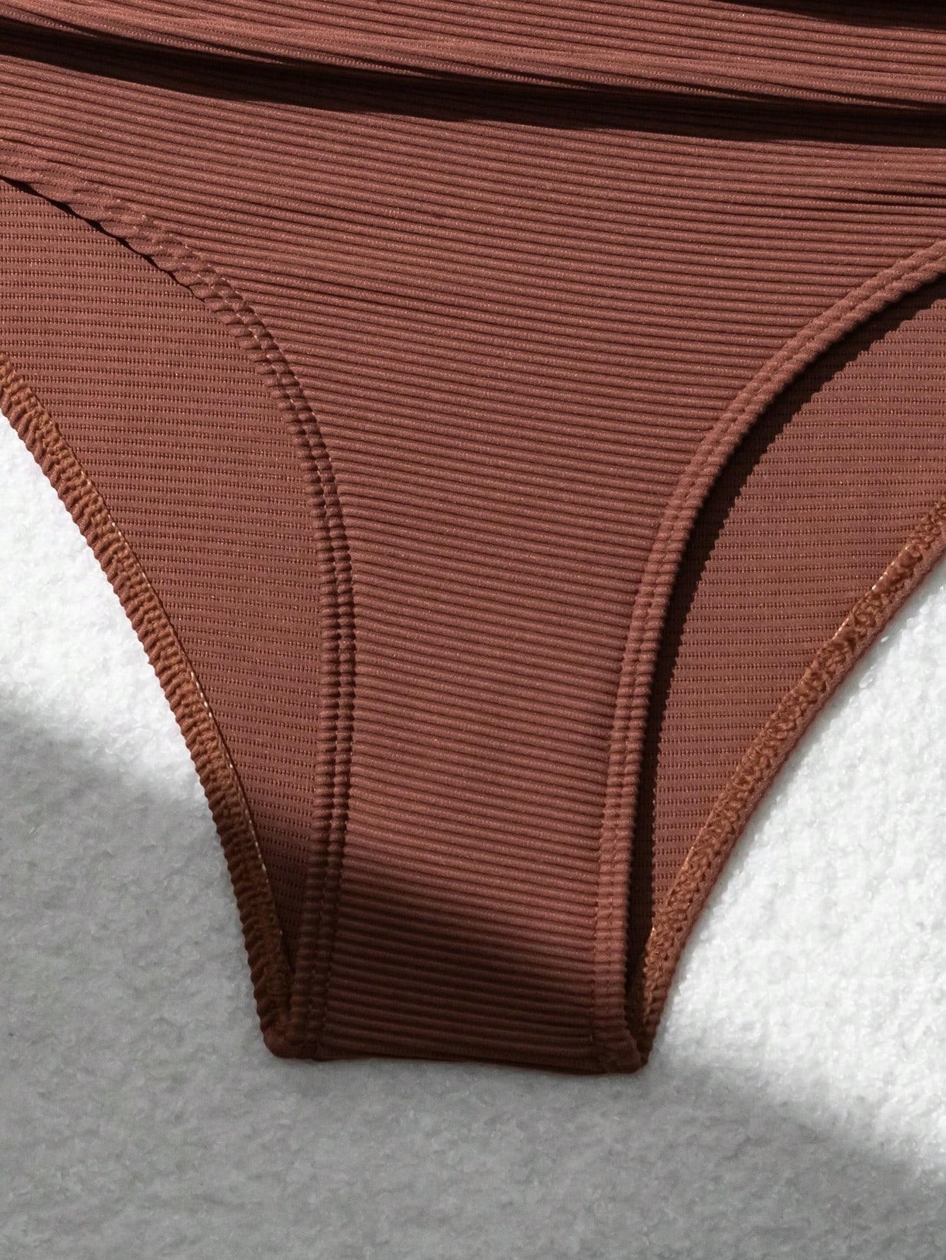 SHEIN BRĄZOWY DWUCZĘŚCIOWY STRÓJ KĄPIELOWY S09__XXL