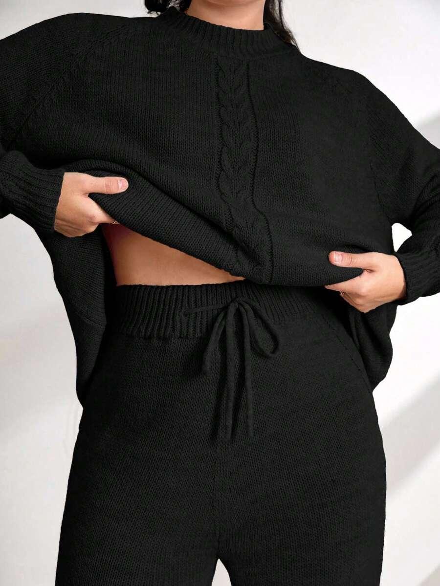 SHEIN CZARNY KOMPLET SWETER SPODNIE S06__46