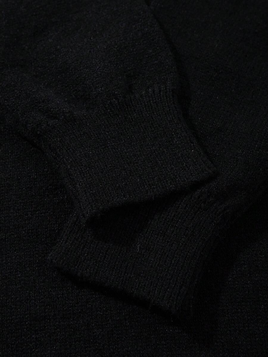 SHEIN KLASYCZNY CZARNY GŁADKI SWETER