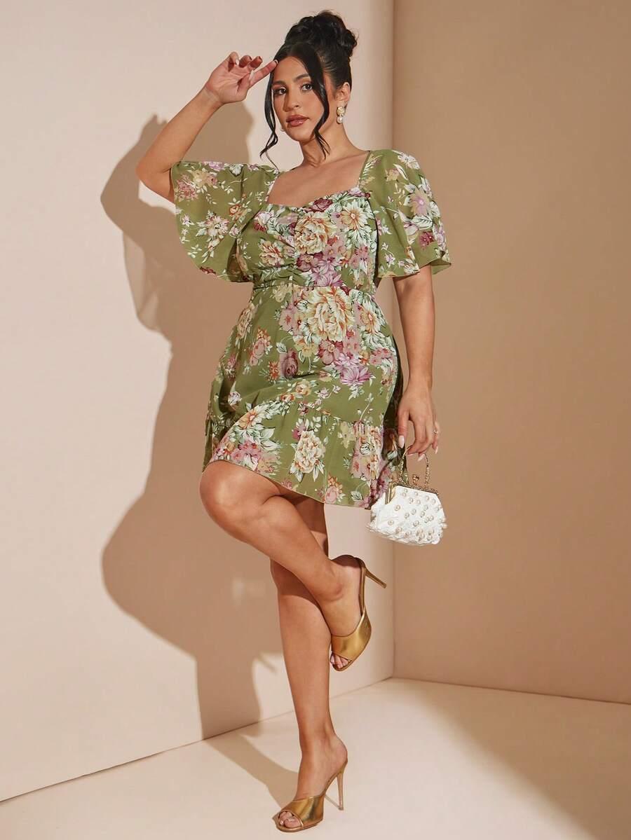 SHEIN ZIELONA MINI SUKIENKA WZÓR S06__48